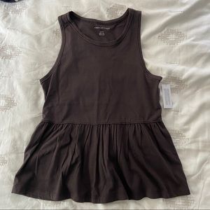 Brown Peplum Tank Top